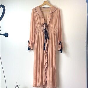Zara Peach Maxi Dress with Black Trim